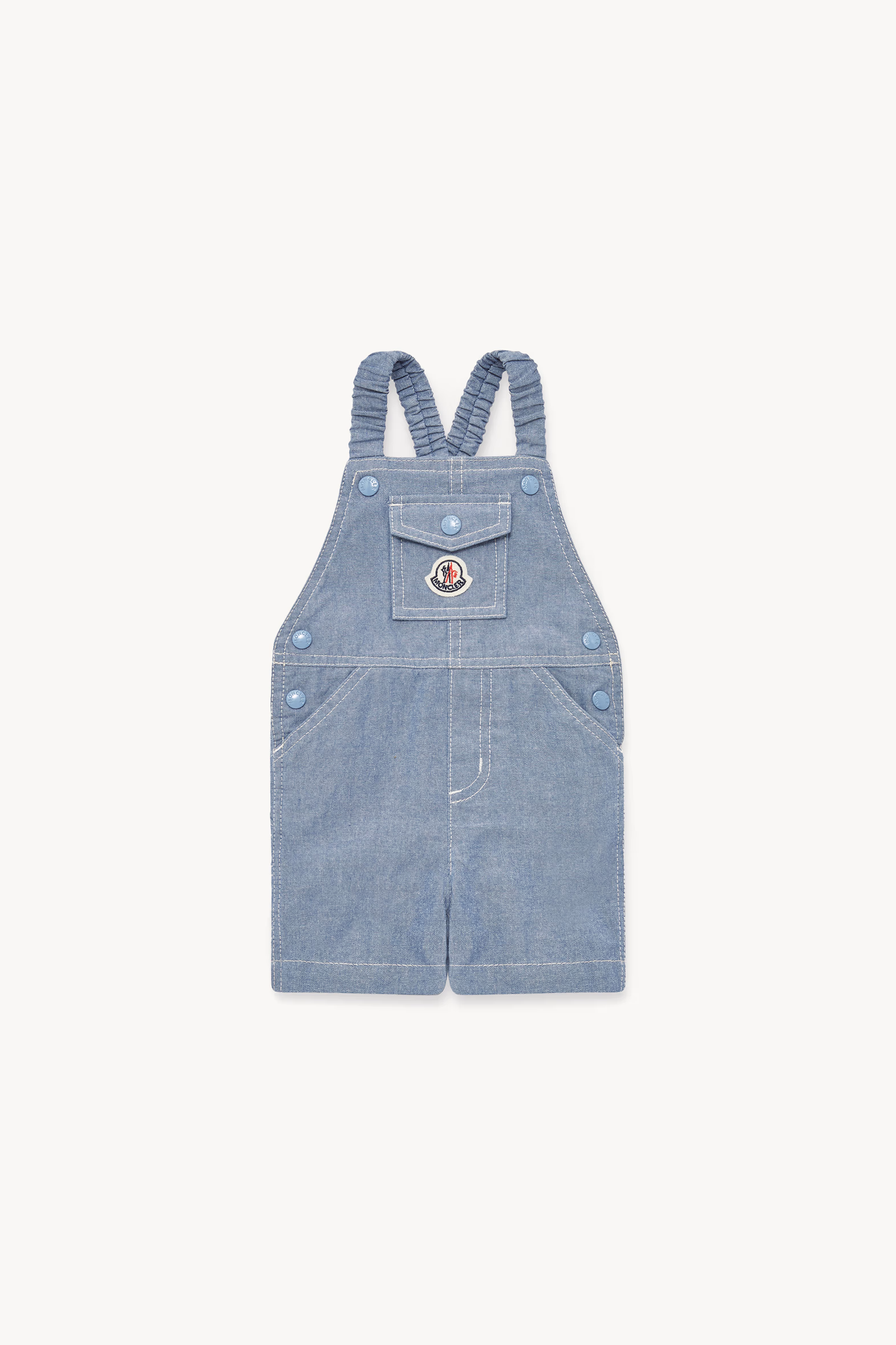 Cotton Chambray Overalls Boy Denim Blue Moncler 0